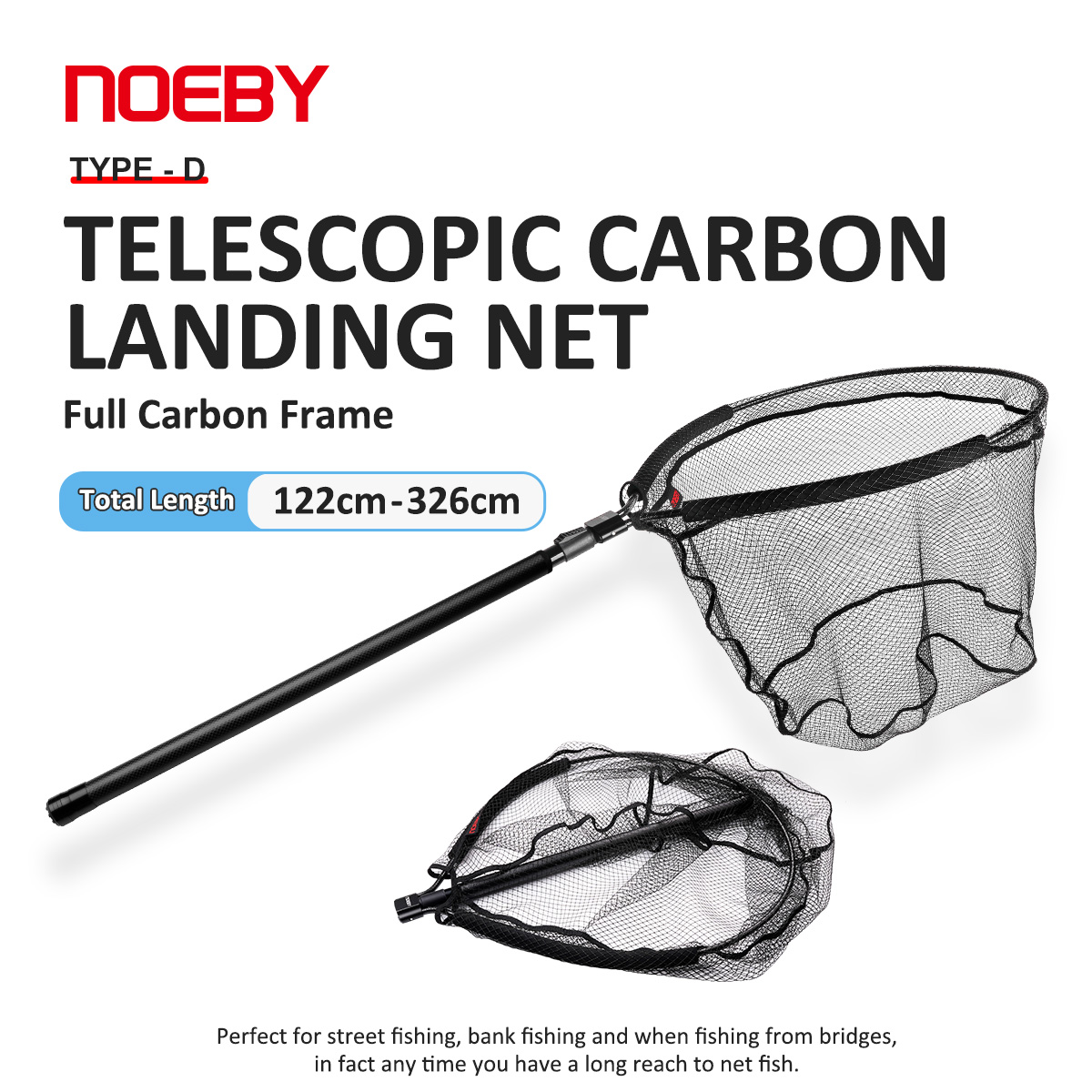 Fish Net Handle - Сачок рыболовный телескопический NOEBY с карбоновой
