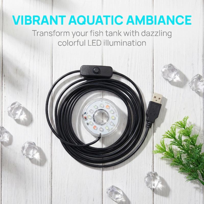 Aquarium Fish Lego - USB LED-светильник для аквариума, многоцветный, погружной,
