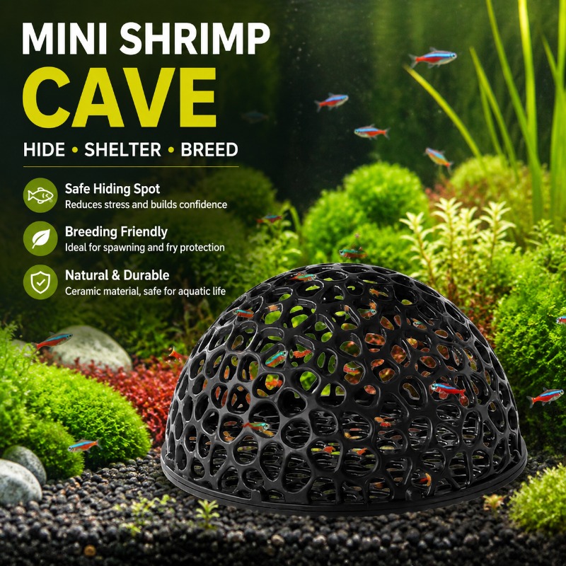 Aquarium Fish Hiding Spot - Миниатюрная пористая керамическая пещера для креветок,